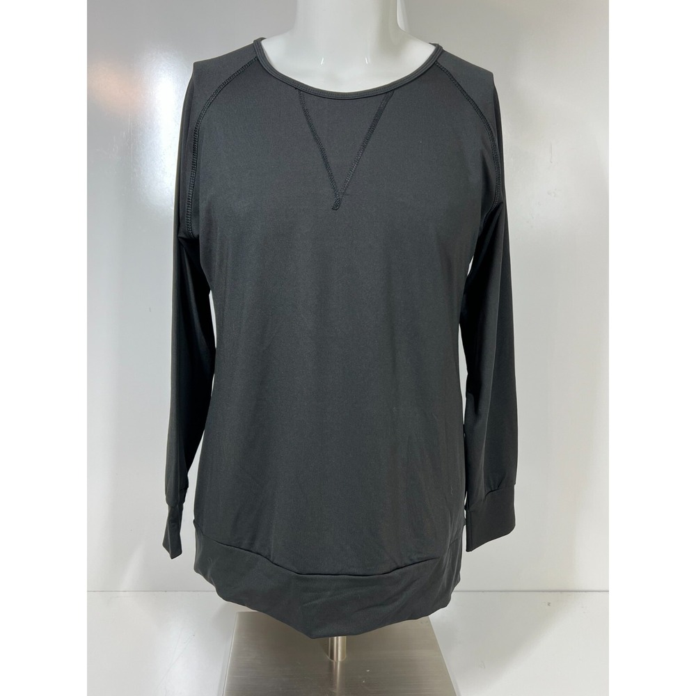 NWT LA Society Black Long Sleeve Razorback Workout Shirt LAY1606 Womens SZ XL